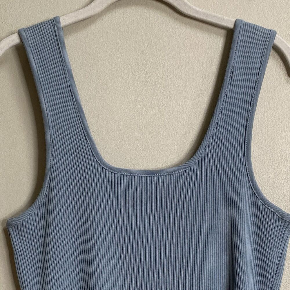 VINCE Topaz Blue Sweetheart Neck Ribbed Knit Crop Tank Size Large - Picture 9 of 13